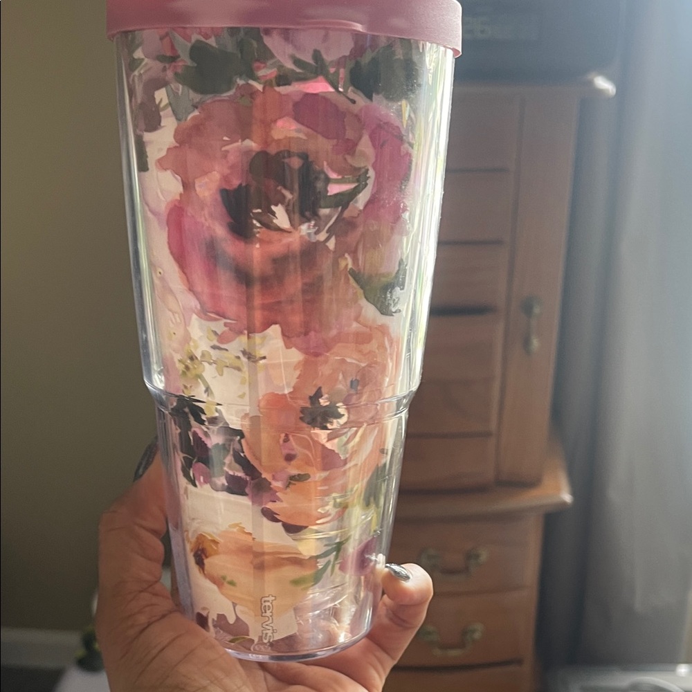 Tervis Floral Tumbler with Pink and Purple Accents